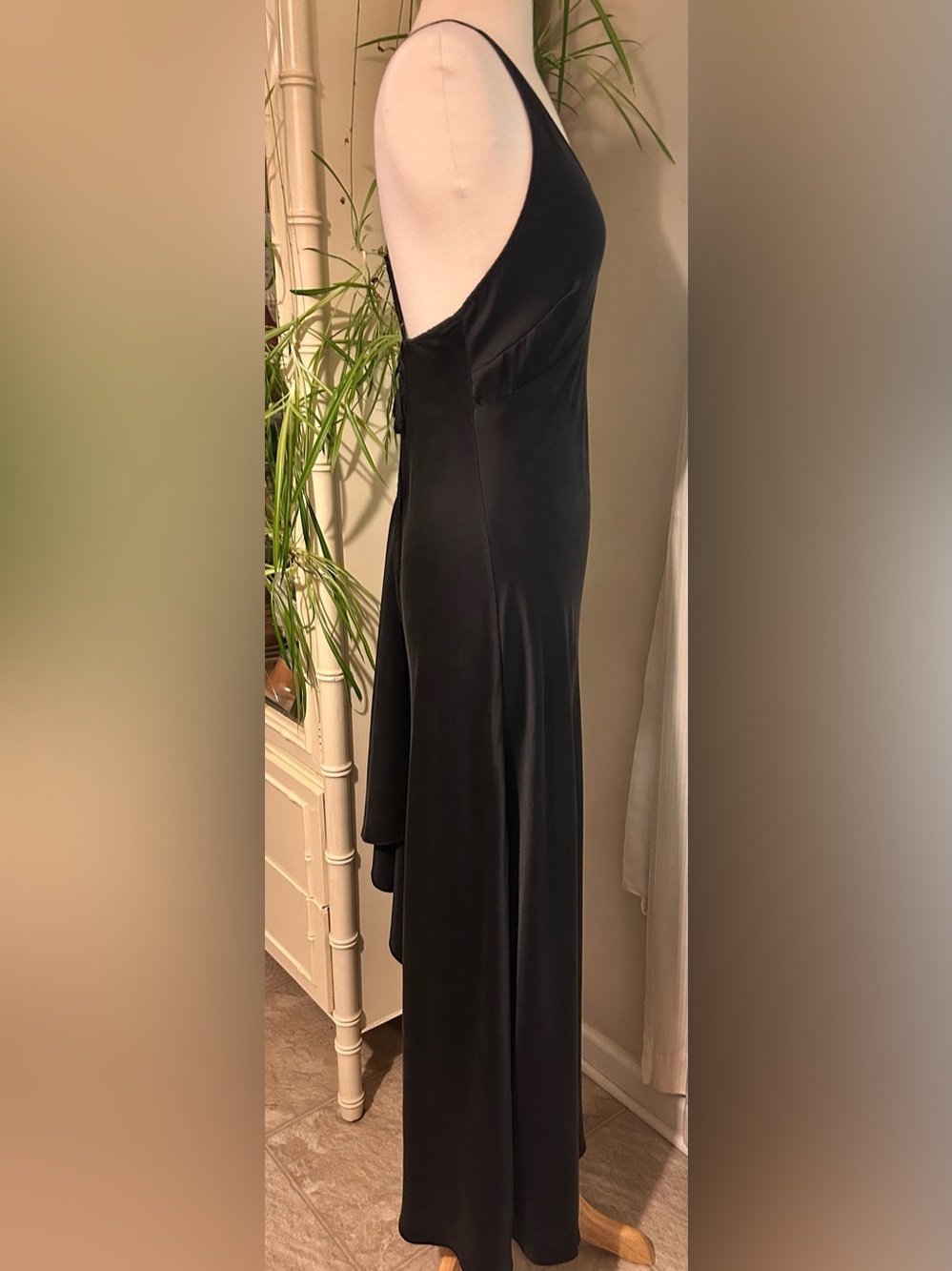 Victoria Secret silk maxi slip dress beaded drape back vintage medium - Picture 4 of 15